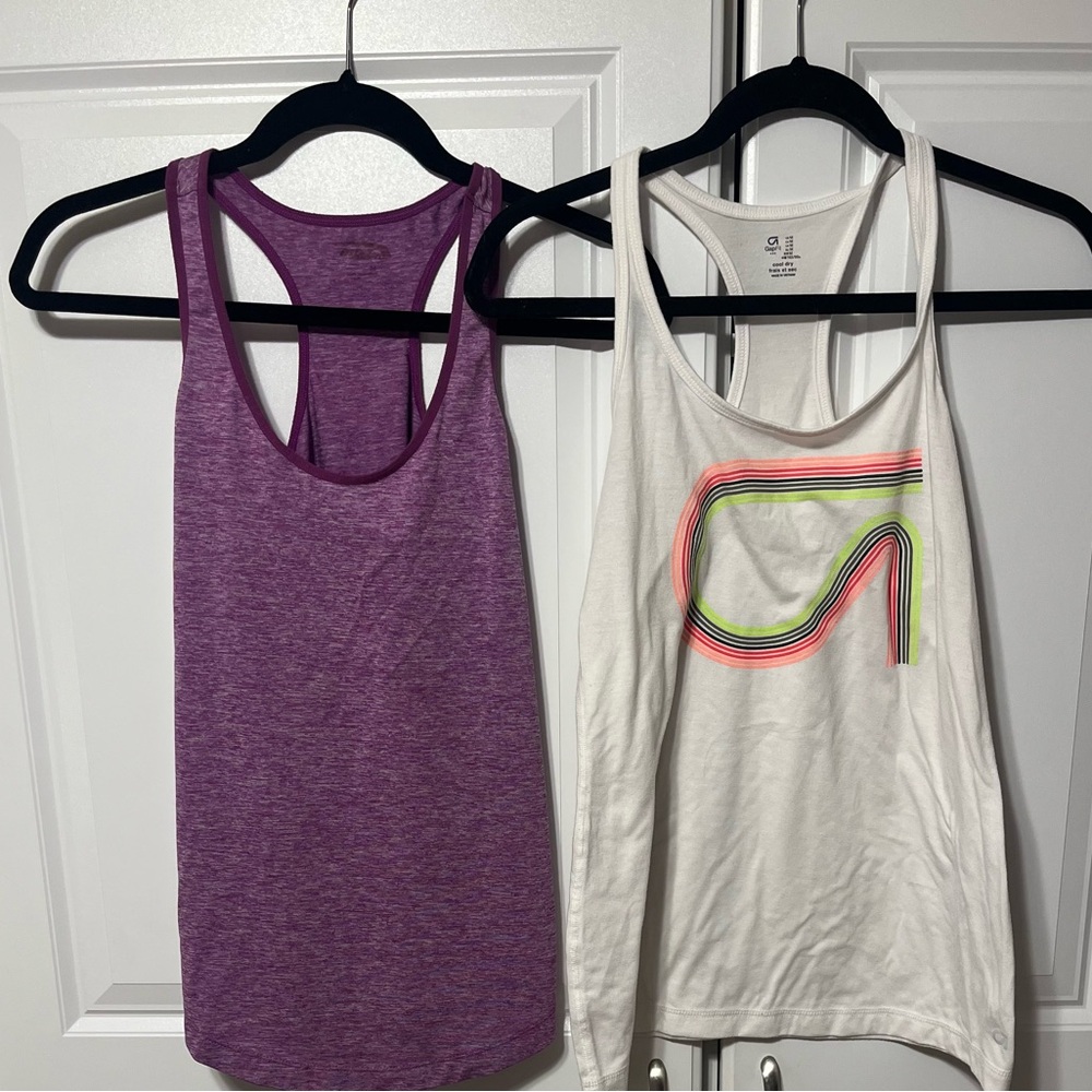 GAP  white racer back  and purple tank top bundle size-M